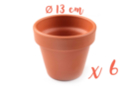 Pots en terre cuite Ø 13 cm - Hauteur 12 cm - 6 pots - Supports en céramique à décorer - 10doigts.fr
