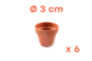 Pots en terre cuite Ø 3 cm - Hauteur 3 cm - 6 pots - Supports en céramique à décorer - 10doigts.fr