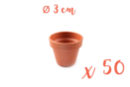 Pots en terre cuite Ø 3 cm - Hauteur 3 cm - 50 pots - Supports en céramique à décorer 06989 - 10doigts.fr