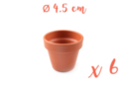 Pots en terre cuite Ø 4,5 cm - Hauteur 4 cm - 6 pots - Supports en Céramique 04040 - 10doigts.fr