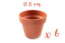 Pots en terre cuite Ø 8 cm - Hauteur 7 cm  - 6 pots - Supports en Céramique et Terre Cuite 04043 - 10doigts.fr