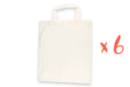 Sac shopping en coton 42 x 37 cm - 6 pièces - Coton, lin - Textiles - 10doigts.fr
