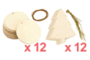Sapins (x 12) + Boules (x 12) en bois à décorer - 24 pièces - Objets en bois Noël 56504 - 10doigts.fr