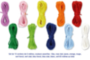 Cordons en satin couleurs vives - 10 cordons de 6 m - Fils en Satin et queue de rat - 10doigts.fr