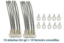 Attaches gri-gri noires + fermoirs carabine - Lot de 10 - Porte-clés - 10doigts.fr