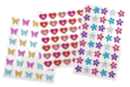 PROMO : Set de 105 stickers avec strass - coeur, étoile, papillon - Stickers Fantaisies 57371 - 10doigts.fr