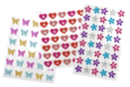 PROMO : Set de 105 stickers avec strass - coeur, étoile, papillon - Stickers Fantaisies - 10doigts.fr