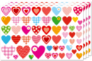Set de 108 gommettes coeurs fantaisie (2 planches de 54 gommettes) - Gommettes cœur : cœurs adhésifs pour vos activités créatives - 10doigts.fr