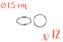 Anneaux brisés Ø 1,5 cm - 12 pièces - Porte-clés - 10doigts.fr