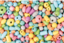 Grosses perles en bois vernis, couleurs pastel - 250 perles - Perles Bois 55590 - 10doigts.fr