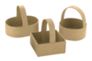 Paniers en papier mâché - 3 formes assorties (carré + rond + ovale)  - Paniers de Pâques 12034 - 10doigts.fr