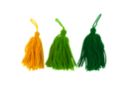Pompons long en laine camaïeu vert et jaune - 3 pompons - Pompons 41031 - 10doigts.fr
