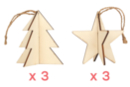 Set de 6 : 3 sapins + 3 étoiles 3D en bois - Objets en bois Noël 19871 - 10doigts.fr