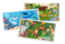 Tableaux puzzle en carte forte - 3 tableaux (La mer, la forêt, la jungle) - Puzzles 56026 - 10doigts.fr