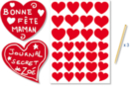 Stickers coeurs rouges à gratter - 32 stickers + 3 grattoirs - Cartes à gratter, à poinçonner - 10doigts.fr