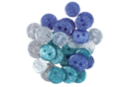 Boutons en acrylique, bleu pailleté - 1 set de 36 boutons - Boutons 27829 - 10doigts.fr
