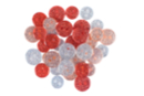 Boutons en acrylique, rouge pailleté - 1 set de 36 boutons - Boutons 27831 - 10doigts.fr