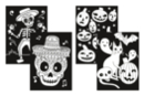 PROMO : Coloriages velours halloween (citrouilles + Squelettes) - Kits créatifs Halloween 57794 - 10doigts.fr