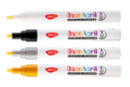 Set de 4 marqueurs peinture - blanc, noir, or, argent - Marqueurs peinture 59412 - 10doigts.fr