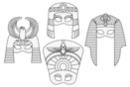 Masques Egyptiens à colorier - 1 set (4 masques) - Masques à colorier - 10doigts.fr