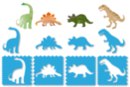 Pochoirs + tracettes DINOSAURES 3 en 1 - Set de 4 Modèles - Pochoir animaux - 10doigts.fr