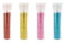 Paillettes, multicolore (turquoise, rouge, jaune et rose ) - 1 set de 4 tubes - Paillettes à saupoudrer - 10doigts.fr