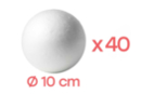 Boules en polystyrène Ø 10 cm -  40 pièces - Boules en polystyrène 12822 - 10doigts.fr