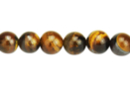 Perles rondes Ø 8 mm - Œil de Tigre - 48 perles - Perles Lithothérapie 31054 - 10doigts.fr