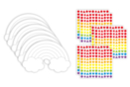 Arc-en-ciel à décorer + gommettes - 6 cartes - Kits créatifs gommettes - 10doigts.fr
