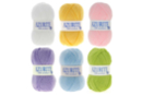 Pelotes Azurite 100 % acrylique - 6 couleurs pastel (blanc, jaune, rose, violet, bleu clair, vert clair) - Fils à tricoter et laines : donnez vie à vos envies créatives 60004 - 10doigts.fr