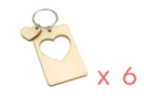 Porte-clés double cœur en bois - 6 pièces - Bijoux et porte-clefs en bois 52055 - 10doigts.fr