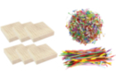 Set de 6 supports en bois avec trous + 400 chenilles + 2000 épingles en plastique - Kits éducatifs 54956 - 10doigts.fr
