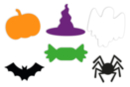 Pack formes d'Halloween en carte forte colorée - 60 formes - Décorations d'Halloween 52032 - 10doigts.fr