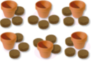 Kit horticulteur : 6 pots en terre cuite + 12 pastilles de terreau compressé - Supports en Céramique et Terre Cuite 11581 - 10doigts.fr