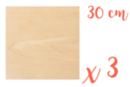 Support bois carré 30 x 30 cm (Epaisseur : 5 mm) - Lot de 3 - Supports plats 18619 - 10doigts.fr