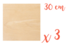 Support bois carré 30 x 30 cm (Epaisseur : 5 mm) - Lot de 3 - Silhouettes en bois 18619 - 10doigts.fr