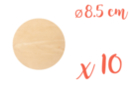 Support plat rond en bois ø 8,5 cm, Ep. 3 mm - 10 pièces - Silhouettes en bois 08391 - 10doigts.fr