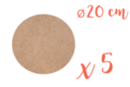 Support plat rond en Médium MDF ø 20 cm, Ep. 6 mm - 5 pièces - Silhouettes en bois 07671 - 10doigts.fr