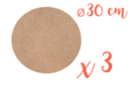 Support rond MDF Ø 30 cm (Epaisseur : 6 mm) - Lot de 3 - Supports pour mosaïques 12134 - 10doigts.fr