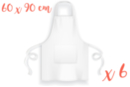 Tablier blanc, taille adulte (60 x 90 cm) - Lot de 6 - Coton, lin 08299 - 10doigts.fr