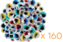 Yeux mobiles colorés Ø 5, 7, 10 et 15 mm - 160 yeux - Yeux à coller et à piquer 03897 - 10doigts.fr