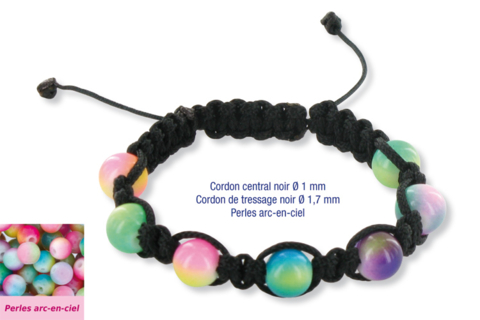 Shamballas avec des perles en verre arc en ciel