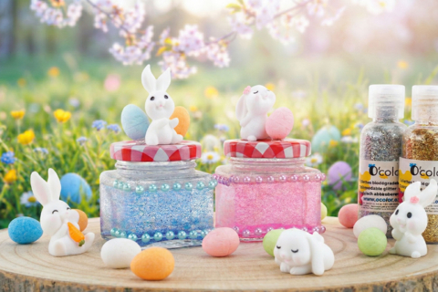Bocal à paillettes lapin de Pâques