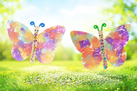 Peinture avec du papier crépon - papillon