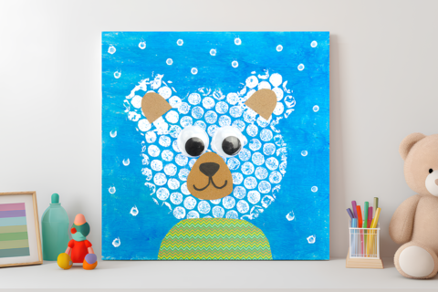Peinture papier bulle : Ours blanc