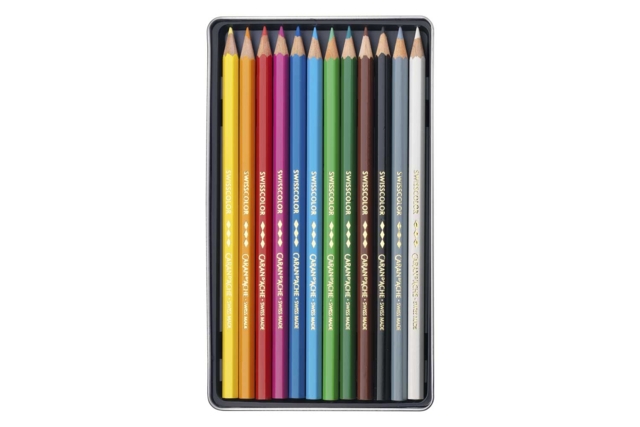 12 Crayons de couleurs Swisscolor - Fusains, sanguines & craies - 10doigts.fr