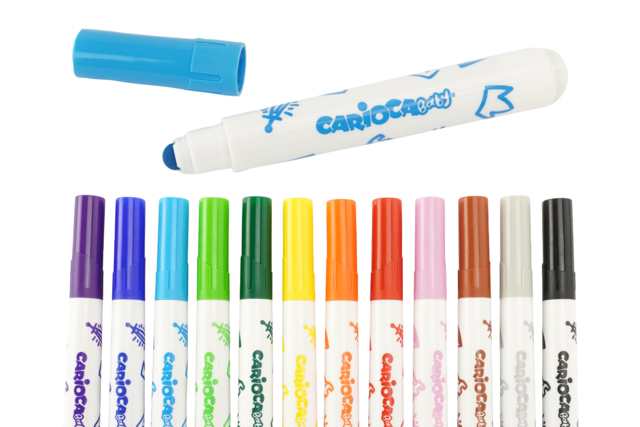 12 feutres carioca baby 2 ans - Feutres 1er âge : l'éveil créatif et le graphisme des tout petits - 10doigts.fr