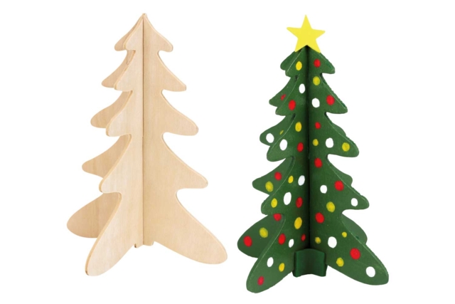 2 sapin en bois à emboiter - Objets en bois Noël - 10doigts.fr