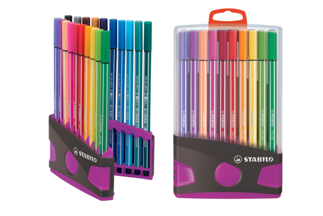 20 feutres Stabilo Pen pointe moyenne (largeur de trait = 1 mm) - Feutres pointes moyennes : l'outil polyvalent pour le dessin et l'école - 10doigts.fr