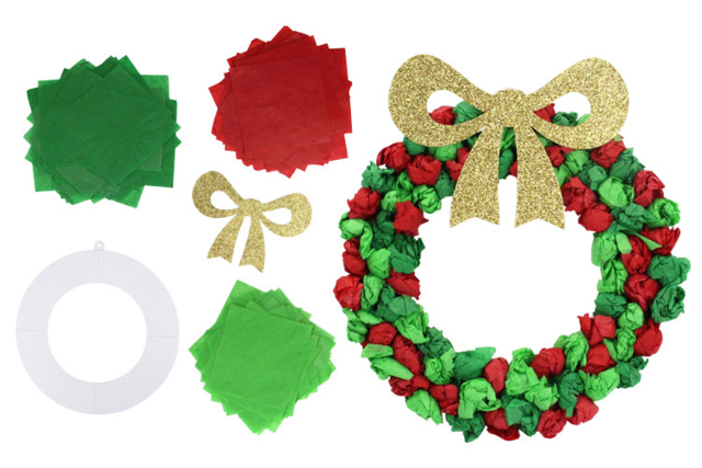 Couronnes de Noël en papier de soie - Kits créatifs de Noël pour les enfants - 10doigts.fr